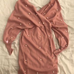 Mauve Pearl Plunge Dress